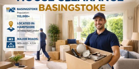 House clearance service in Basingstoke clearing a full property with professional removal team