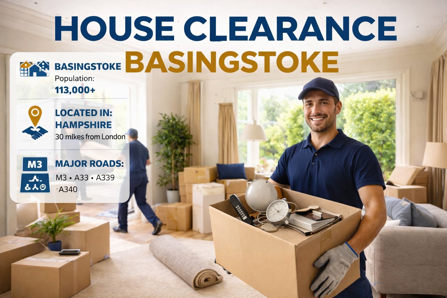 House clearance service in Basingstoke clearing a full property with professional removal team