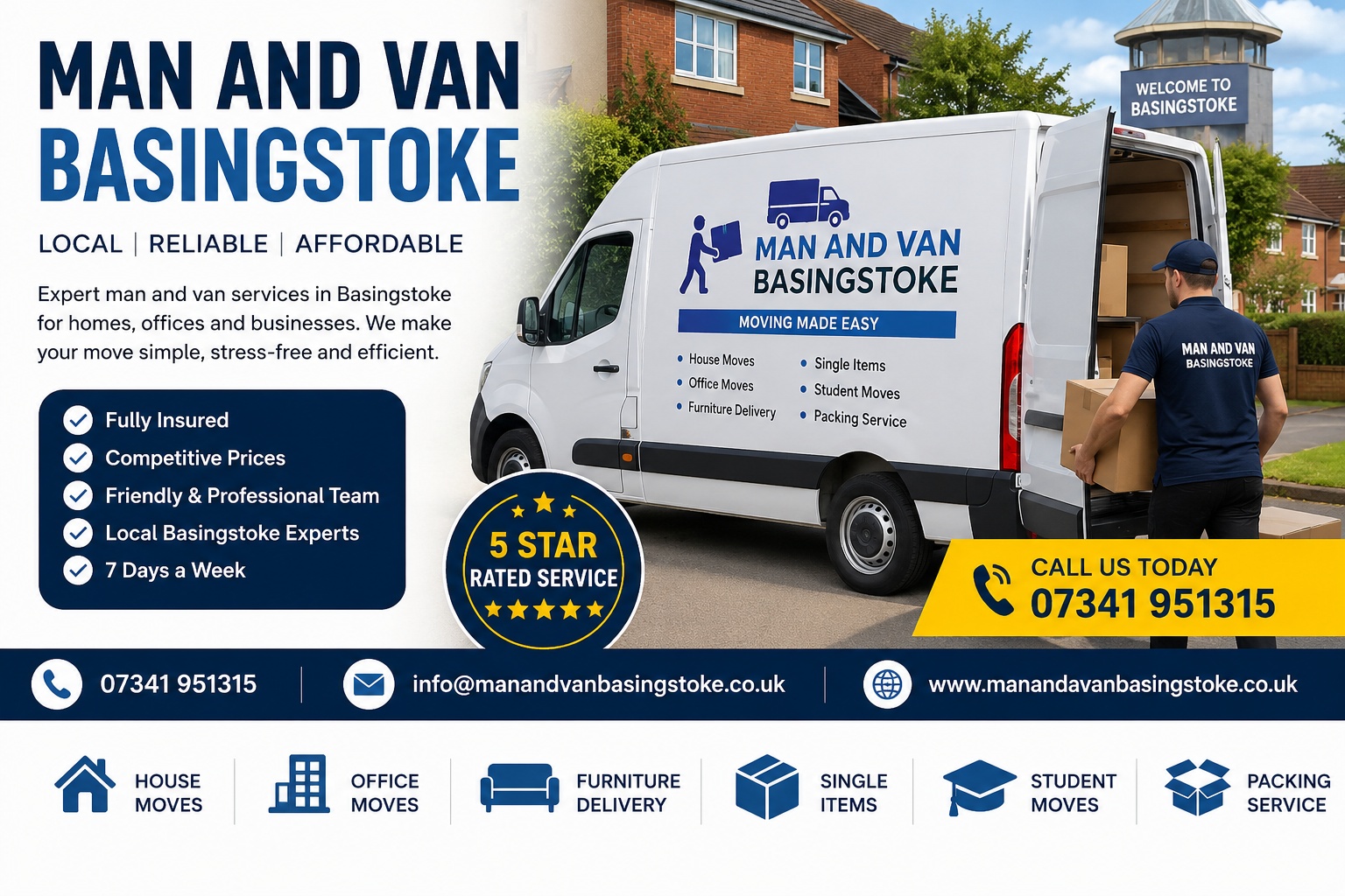 Man and Van Basingstoke House Removals Furniture Delivery Office Moves